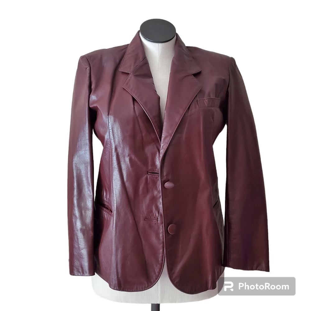 Elegant Maroon Leather Jacket for Women